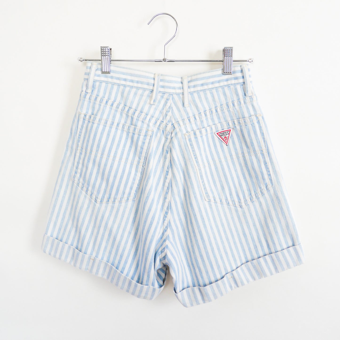 Vintage 90s Striped Light Denim Jean Short by Guess Size 28