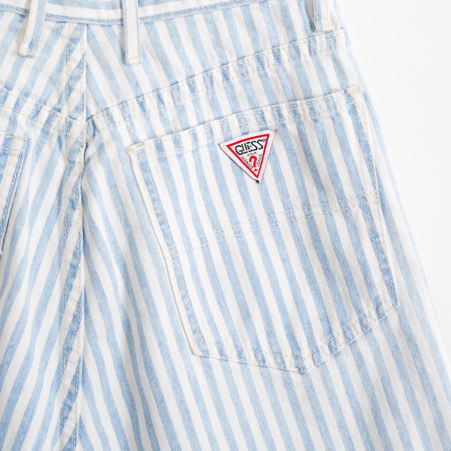 Vintage 90s Striped Light Denim Jean Short by Guess Size 28