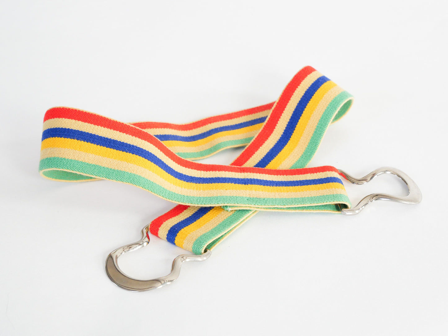 Vintage 70s Rainbow Stripe Elastic Belt