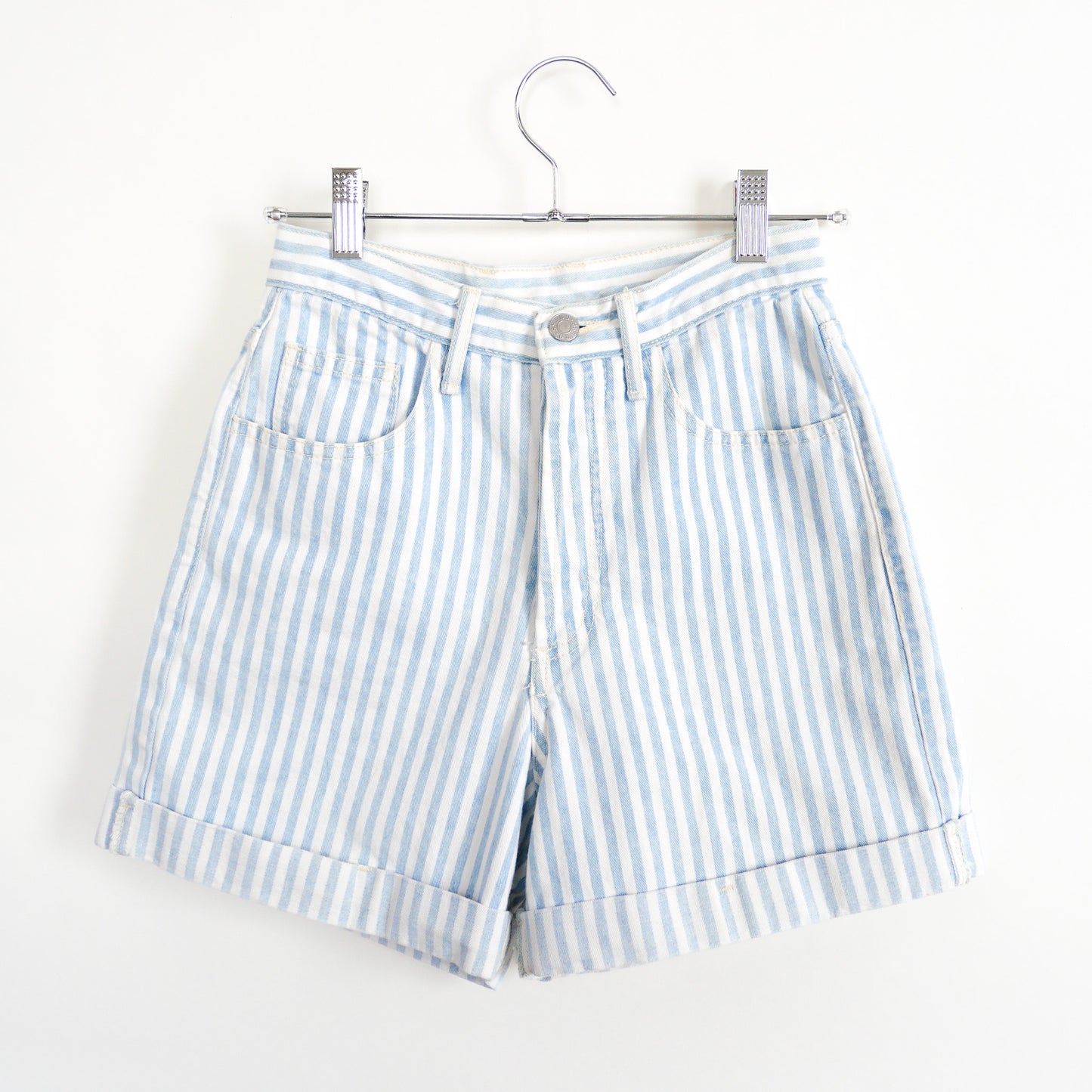 Vintage 90s Striped Light Denim Jean Short by Guess Size 28
