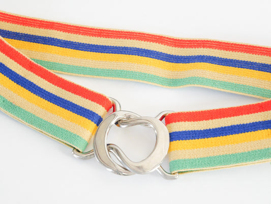 Vintage 70s Rainbow Stripe Elastic Belt