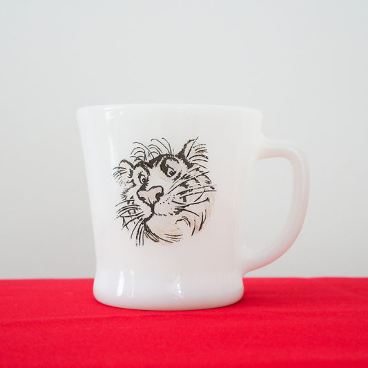Vintage Milk Glass Tiger Mug