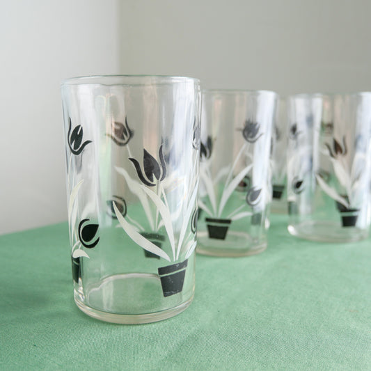 Vintage Tulip Juice Glasses, Set of 4