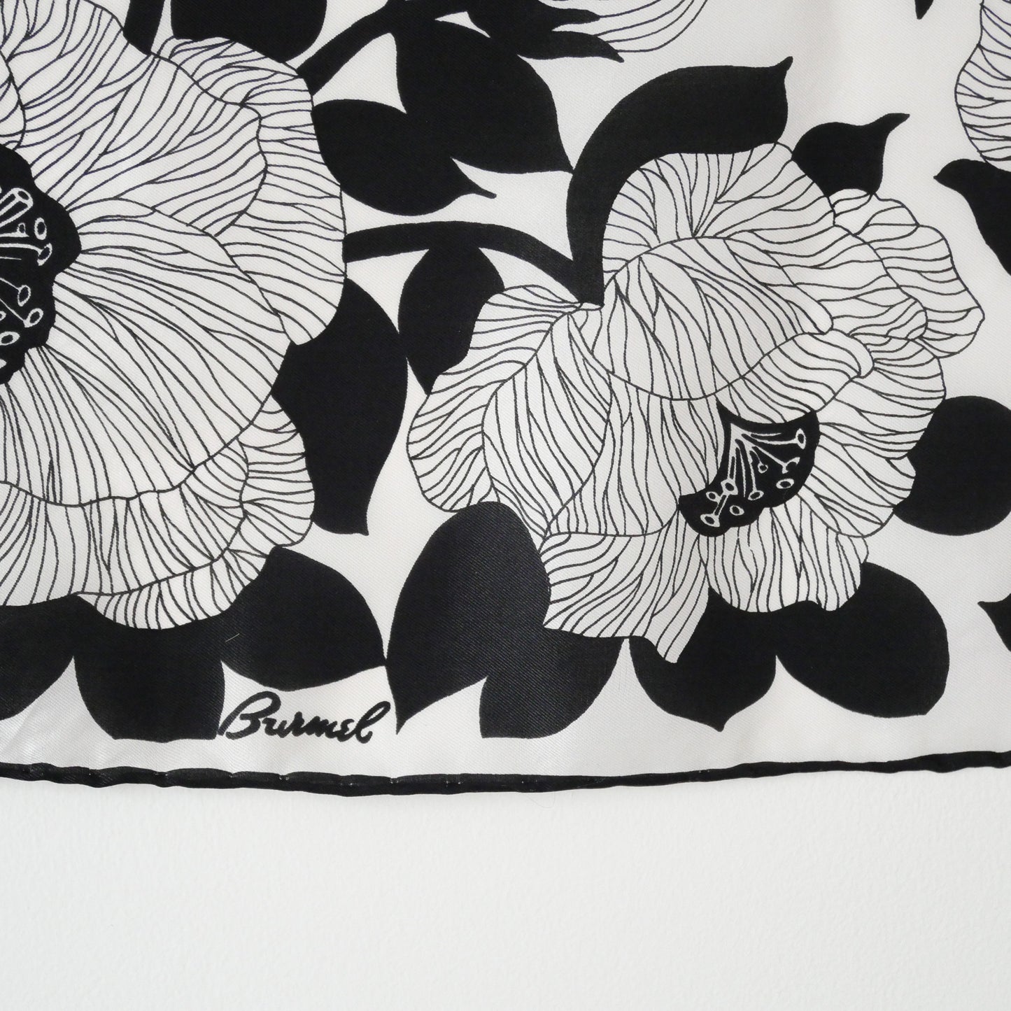 Vintage Black and White Floral Scarf