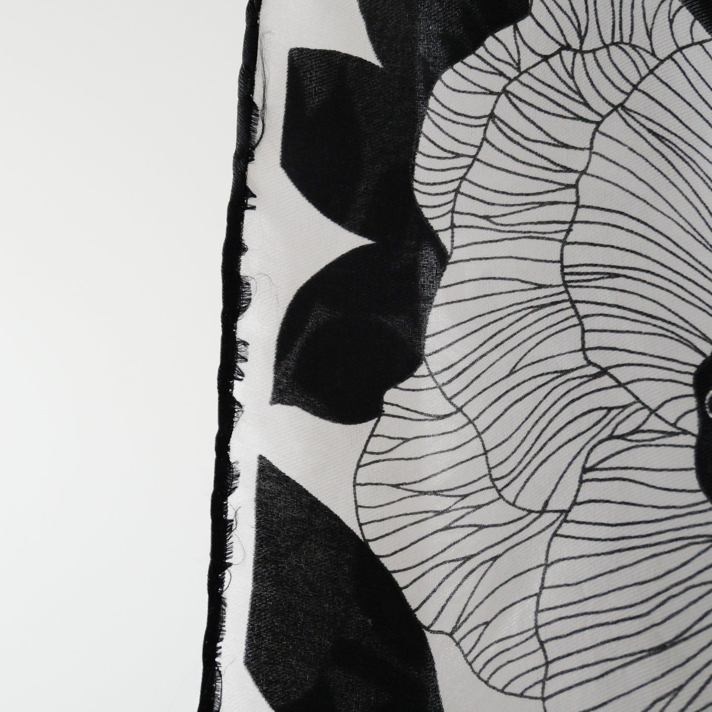 Vintage Black and White Floral Scarf