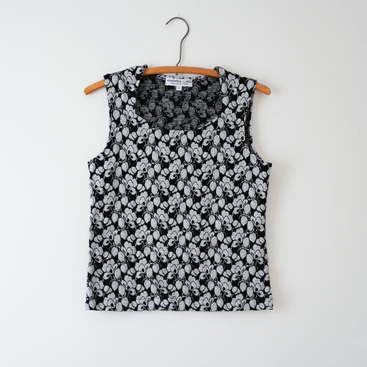 Vintage Patterned Knit Sleeveless Top, Size S