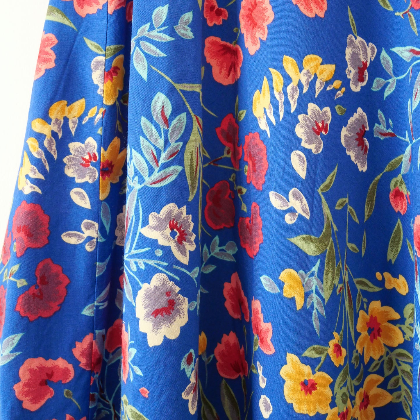 Vintage Blue Floral Skirt, Size S