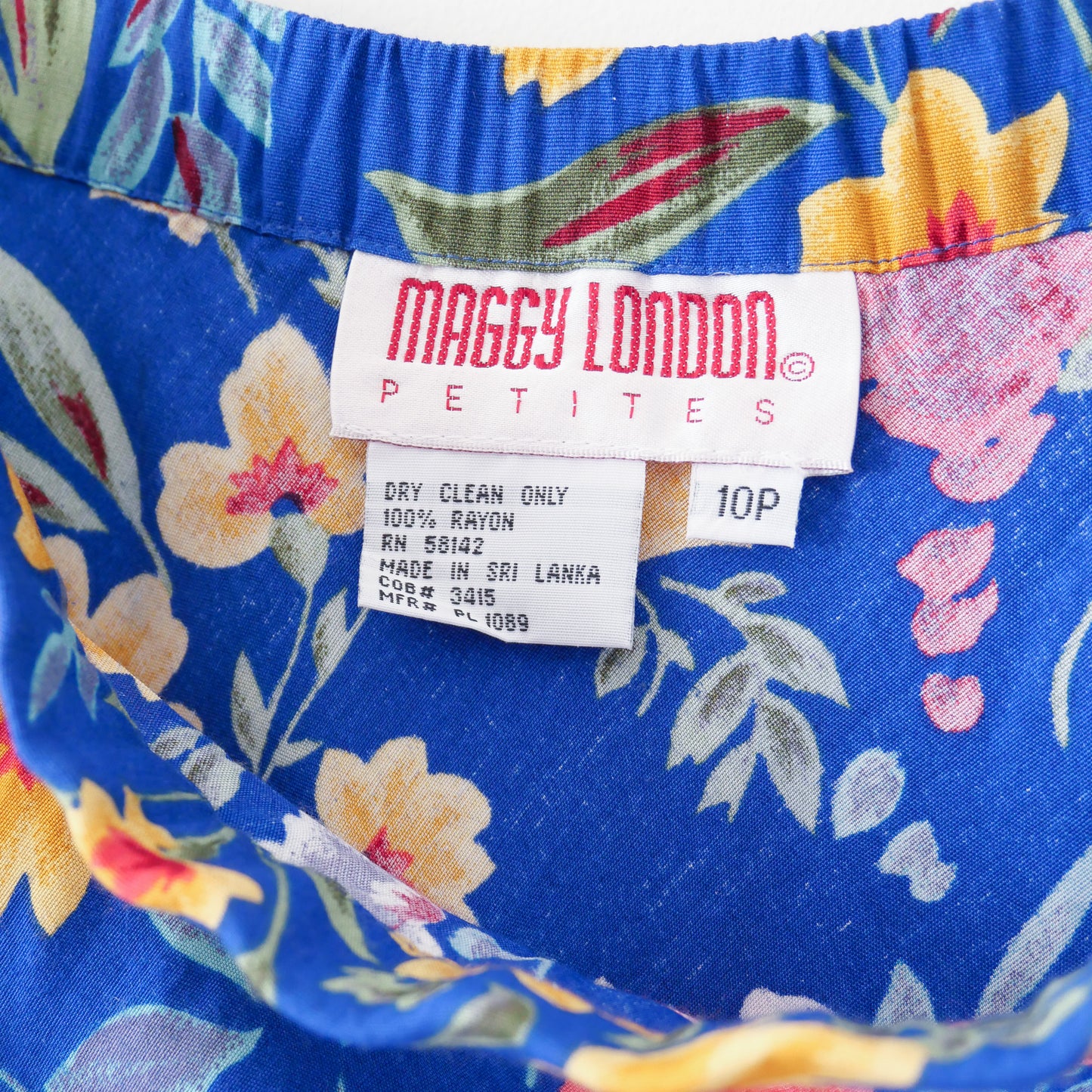 Vintage Blue Floral Skirt, Size S