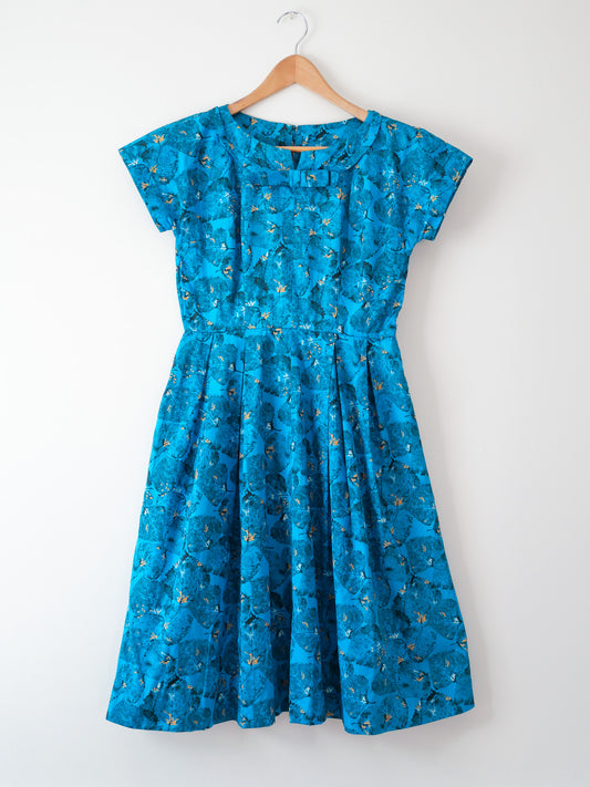 Vintage 60s Cerulean Blue Dress, Size S