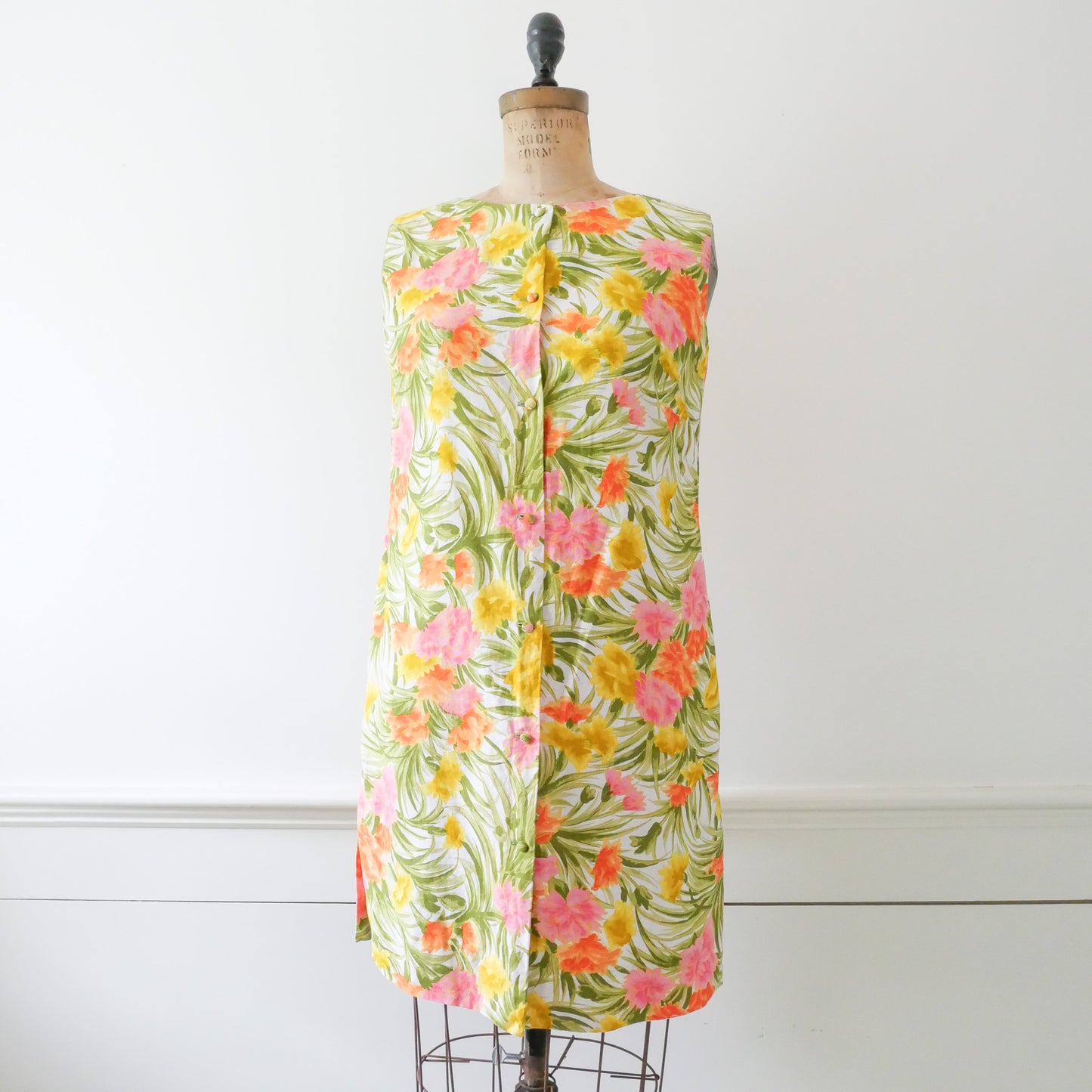 1960s Tori Richard Floral Shift Dress, Size L