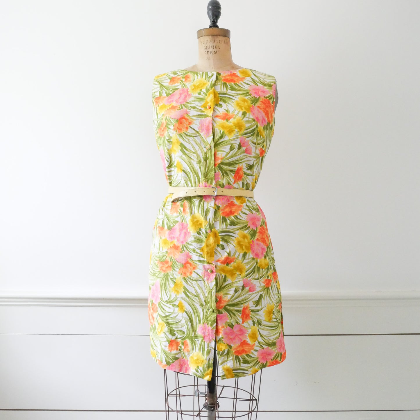 1960s Tori Richard Floral Shift Dress, Size L