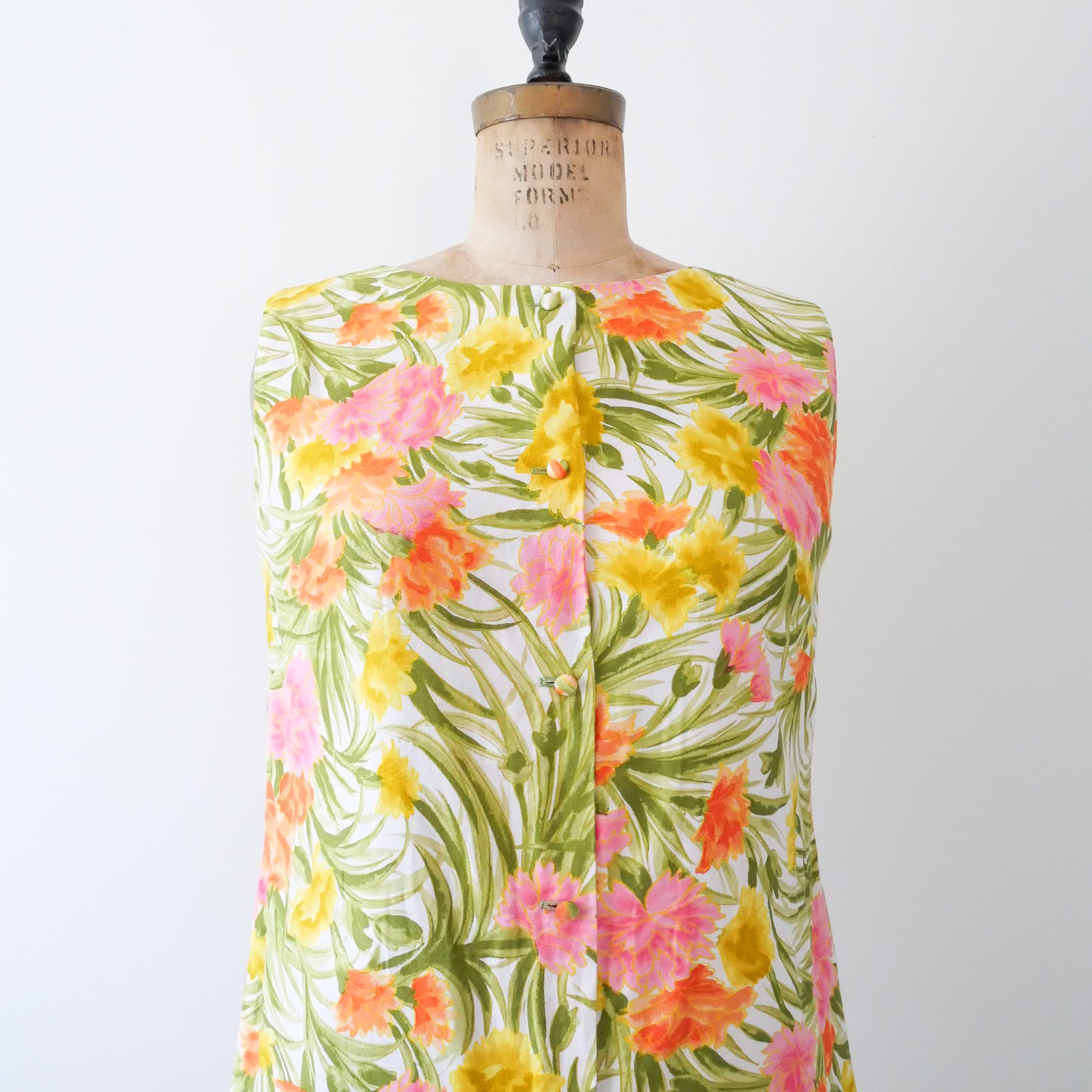 1960s Tori Richard Floral Shift Dress, Size L