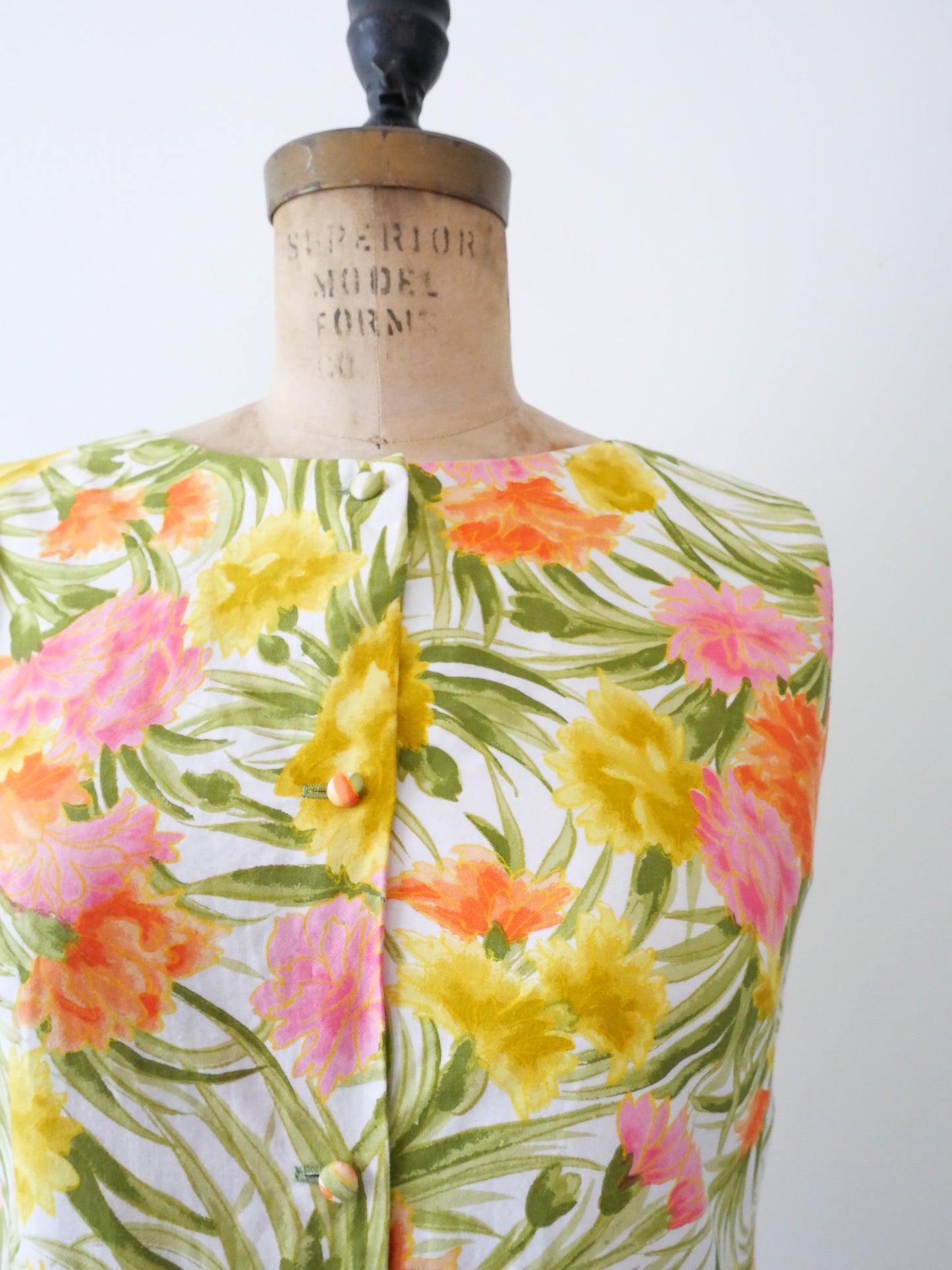 1960s Tori Richard Floral Shift Dress, Size L