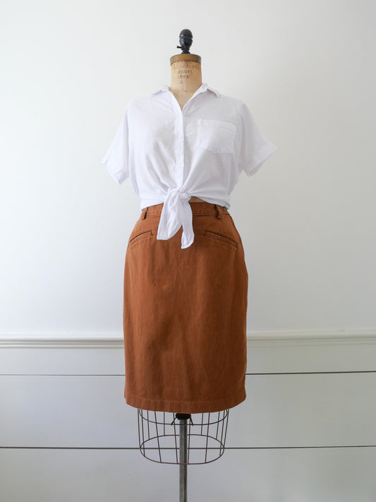 Vintage Rust Denim Skirt, Size M