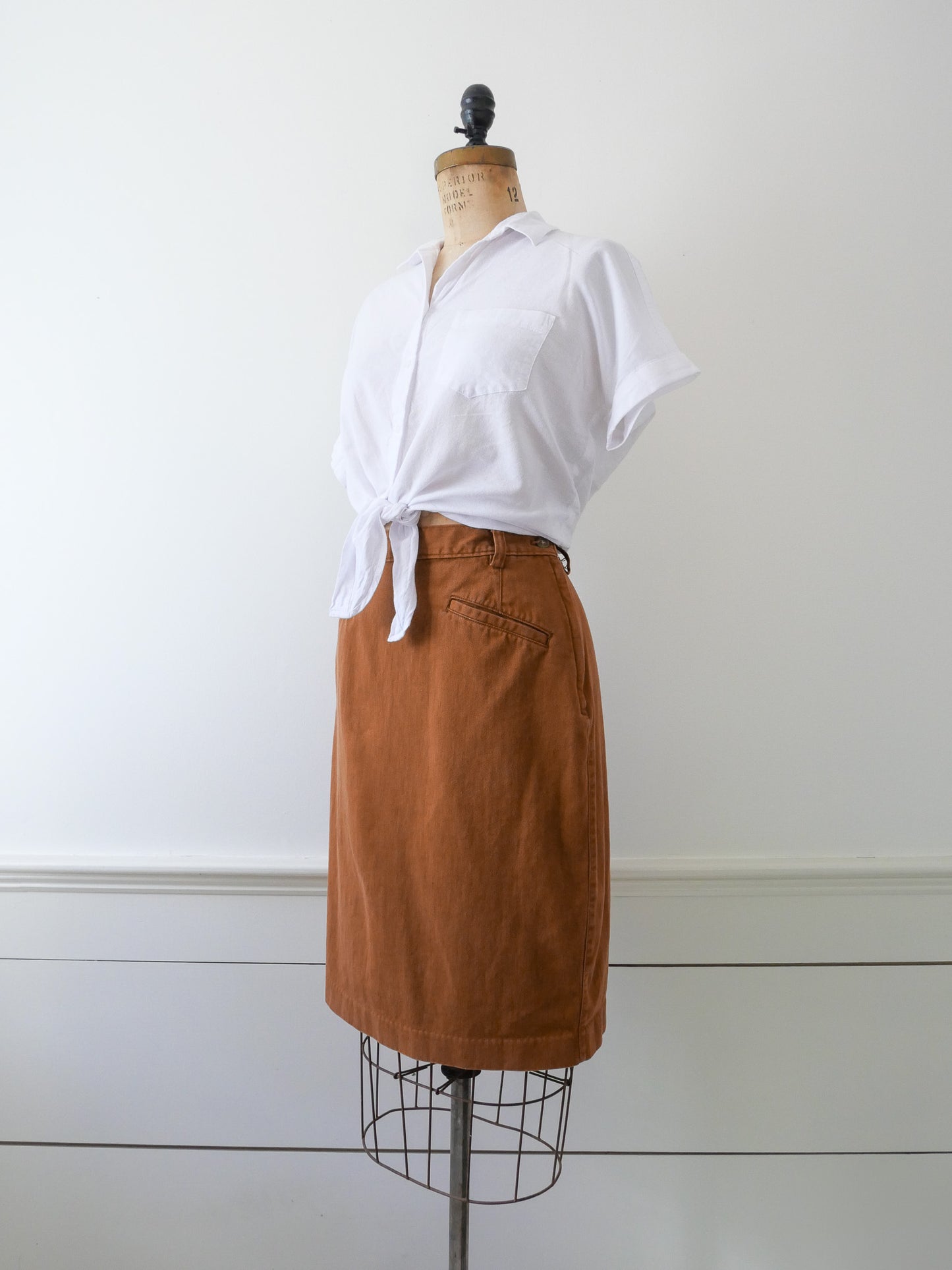 Vintage Rust Denim Skirt, Size M