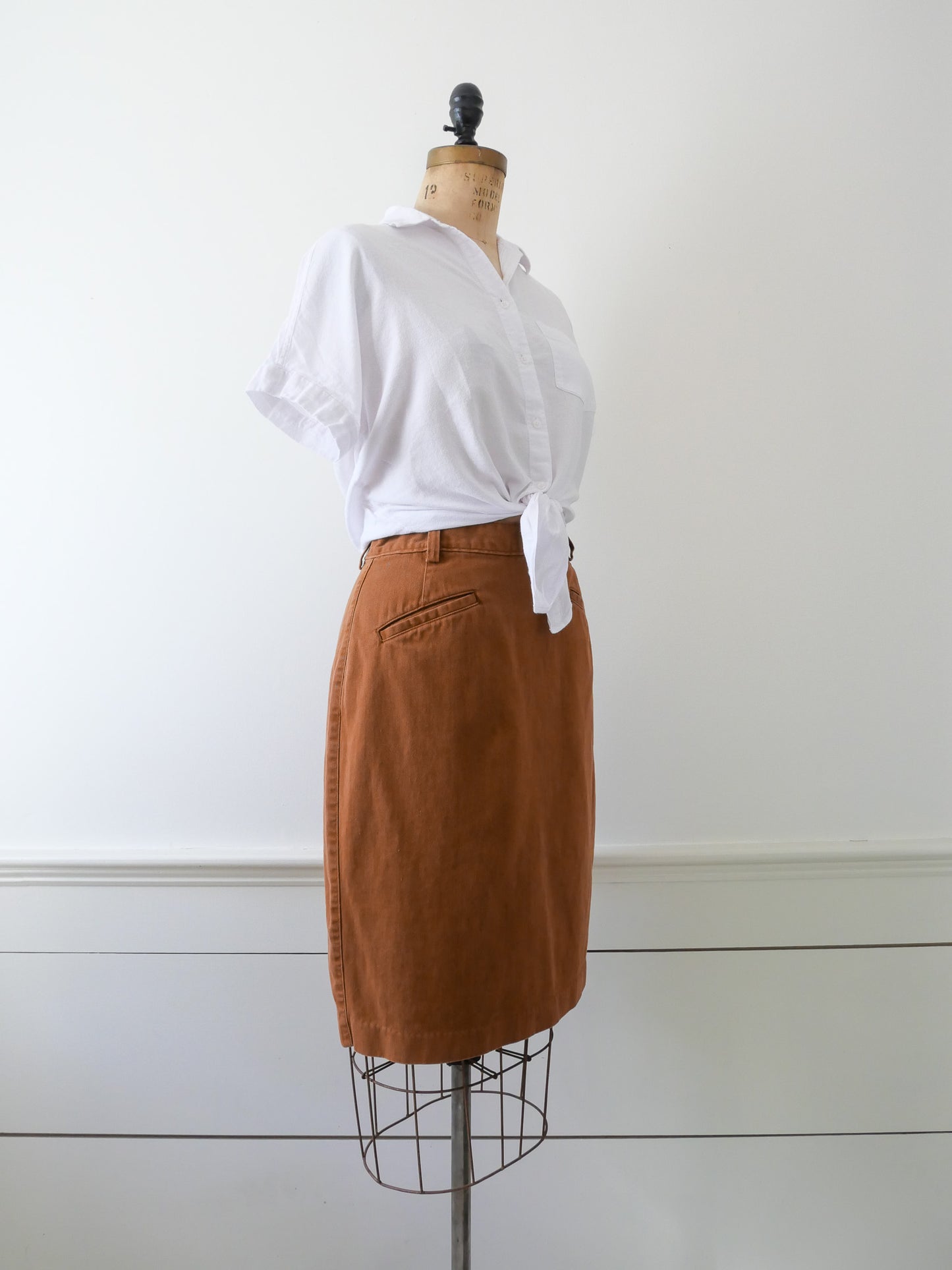 Vintage Rust Denim Skirt, Size M