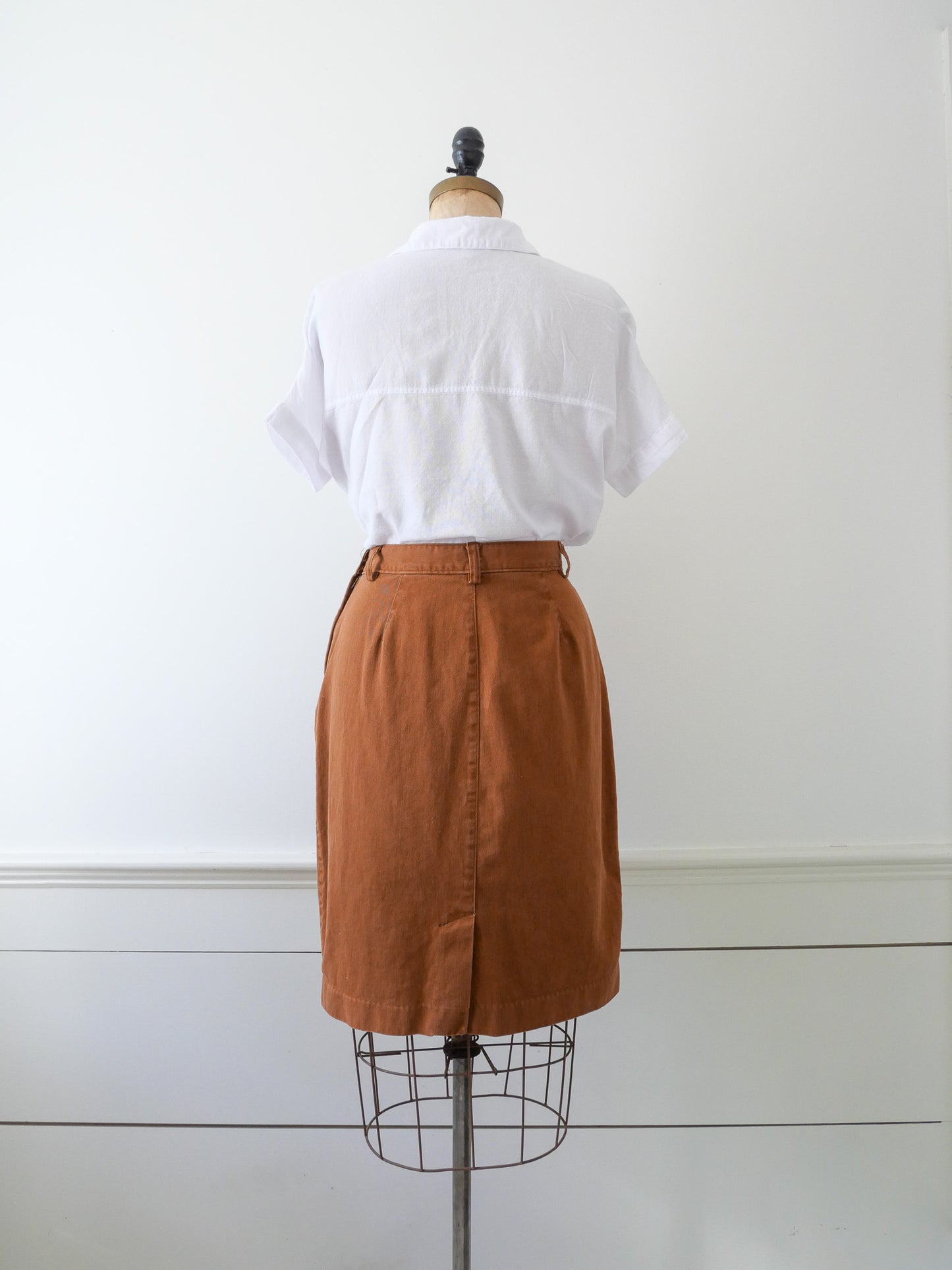 Vintage Rust Denim Skirt, Size M