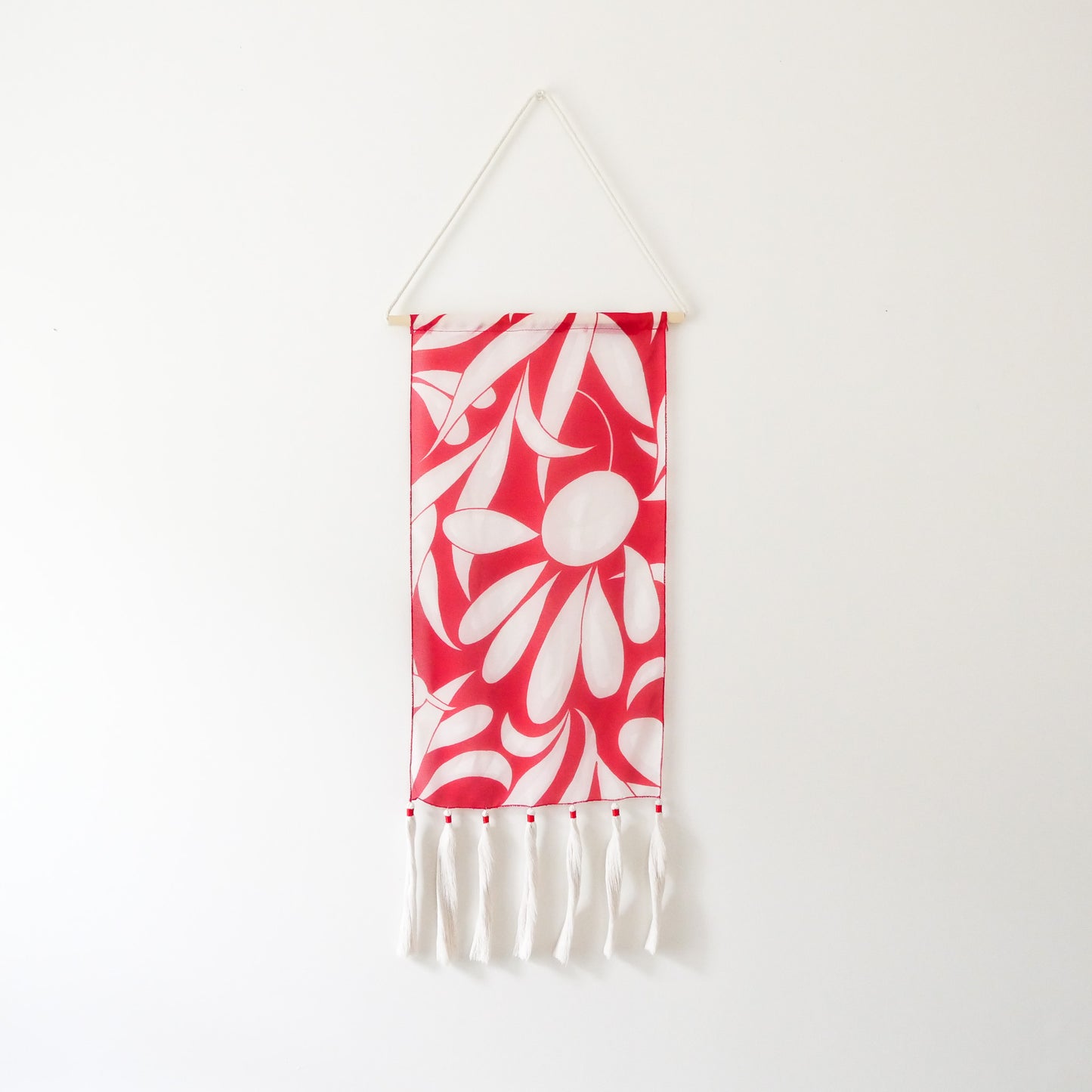 Handmade Wall Hanging, Red and White Floral