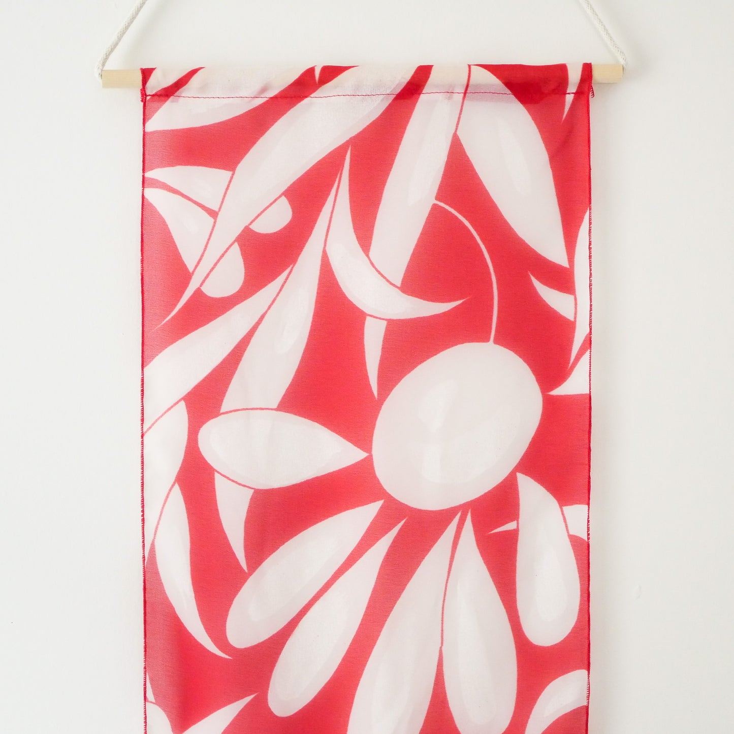 Handmade Wall Hanging, Red and White Floral