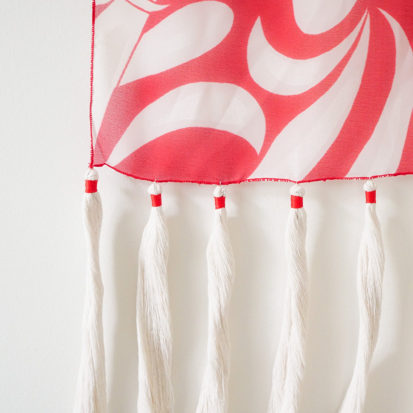 Handmade Wall Hanging, Red and White Floral