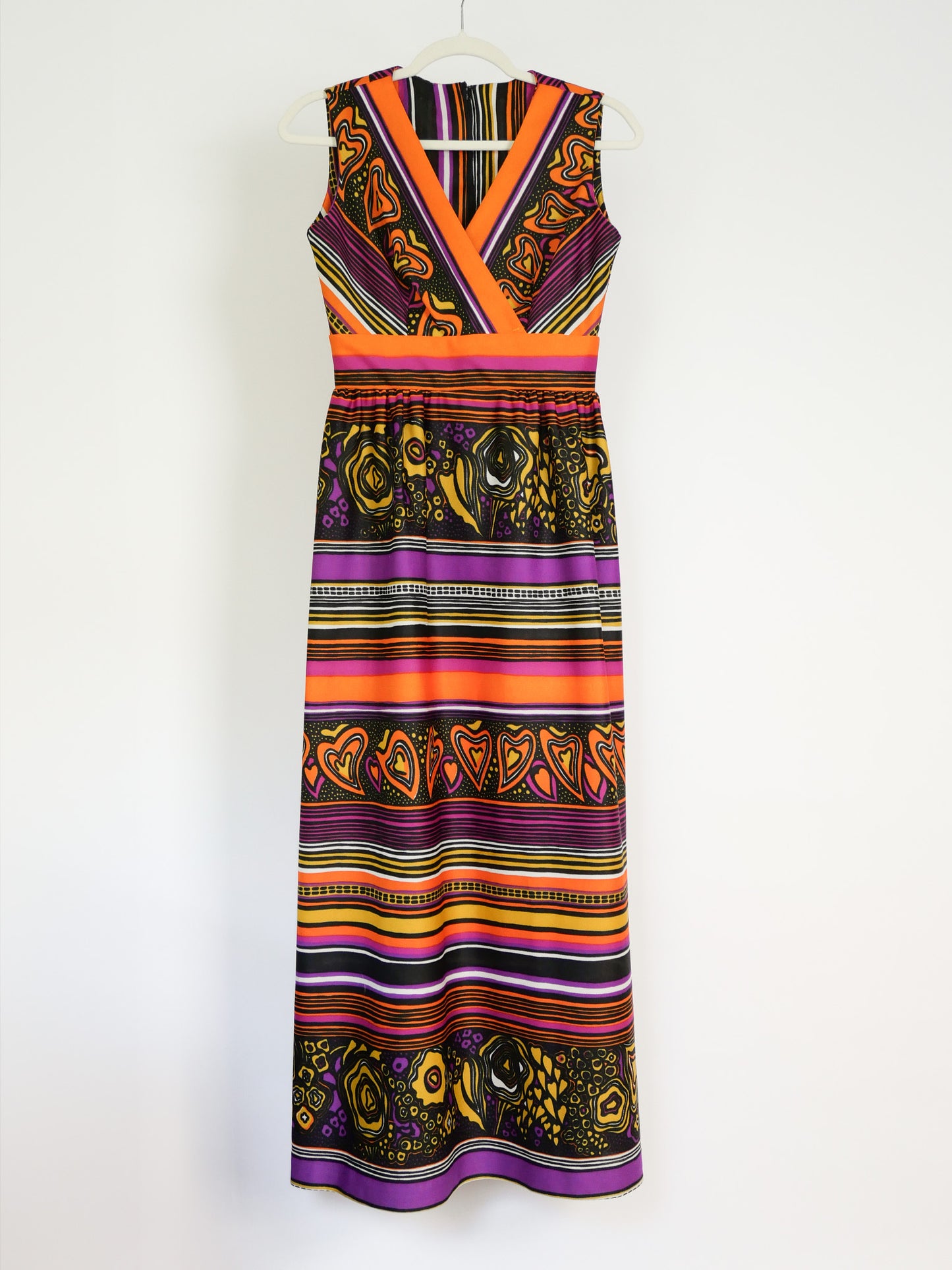 Vtg 70s Sleeveless Maxi Dress, Size S