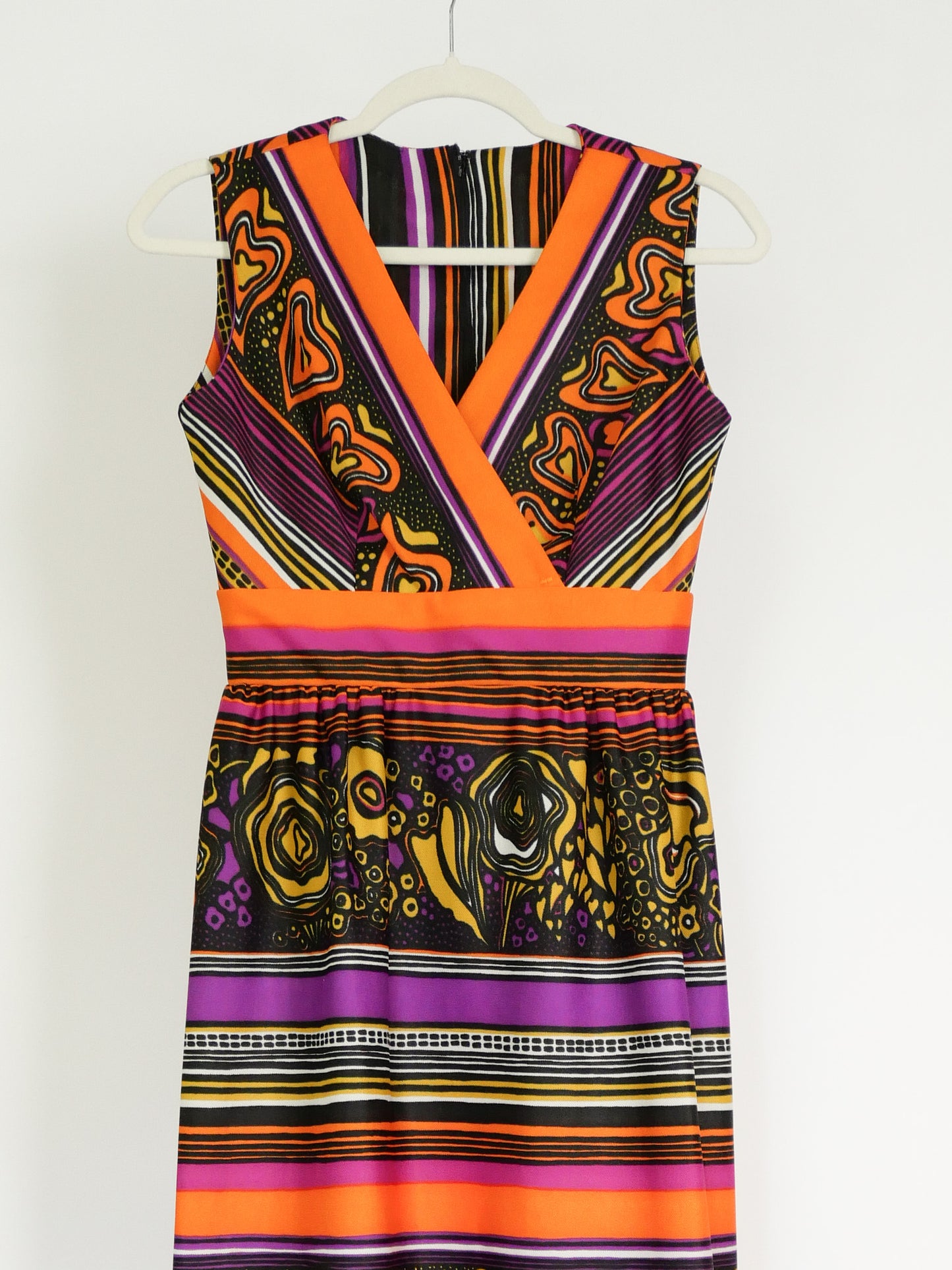 Vtg 70s Sleeveless Maxi Dress, Size S