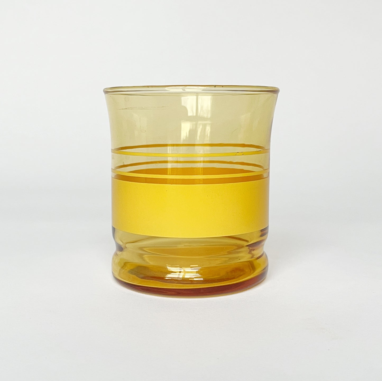 Vintage Yellow Striped Drinking Glasses, Set of 2