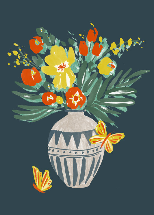 Flower Vase with Butterflies