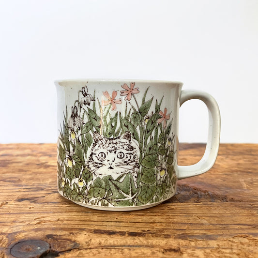 Vintage Cat & Wildflower Mug